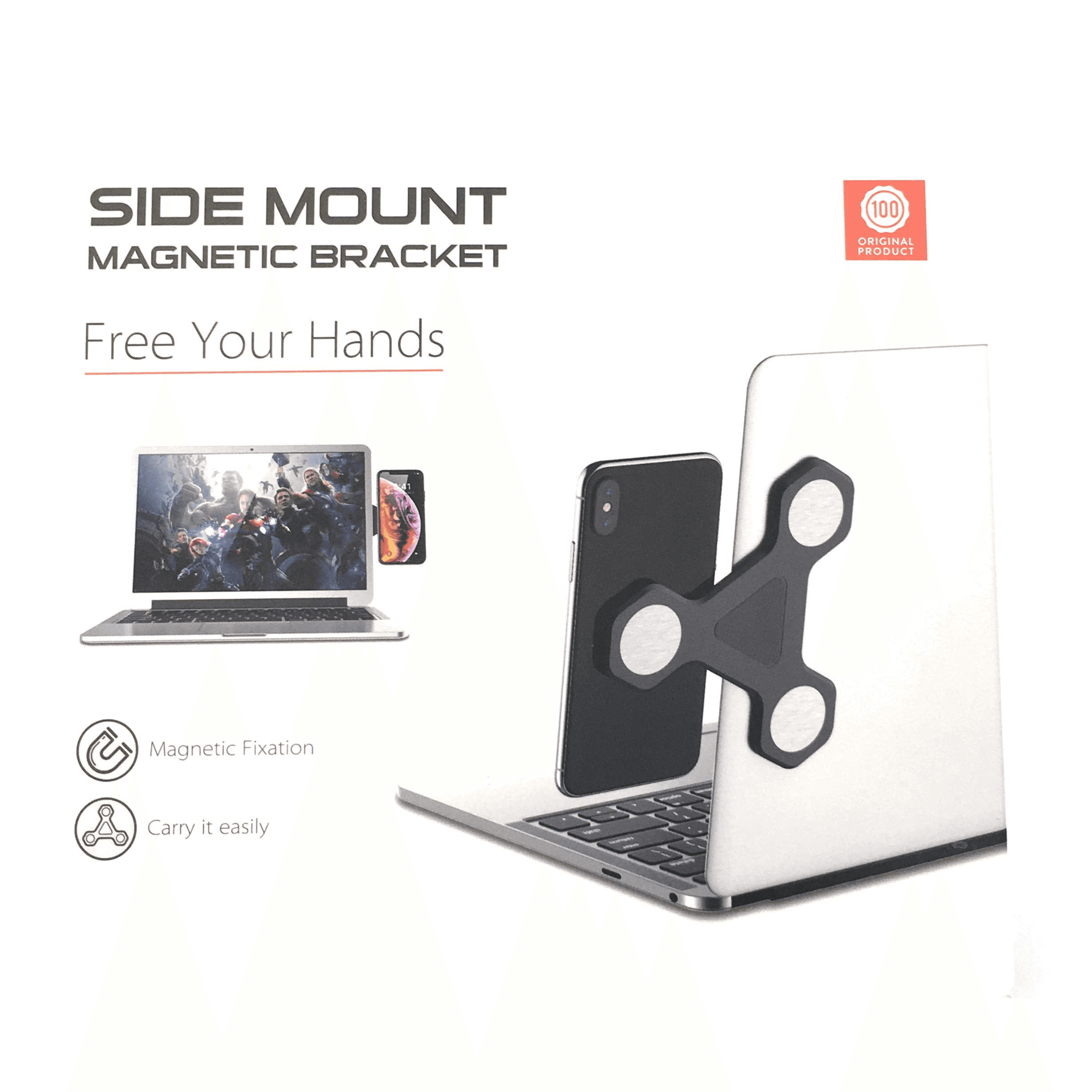 xcivi Monitor Side Mount Magnetic Bracket Laptop Duo Screen Mount - Mount Your Smartphone or Tablet to Your Laptop and Monitor