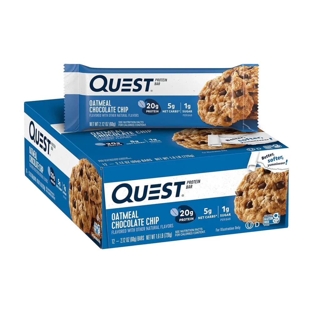 Quest Nutrition Protein Bar Oatmeal Chocolate Chip Flavored 60gm 12 Unit x 1 Box