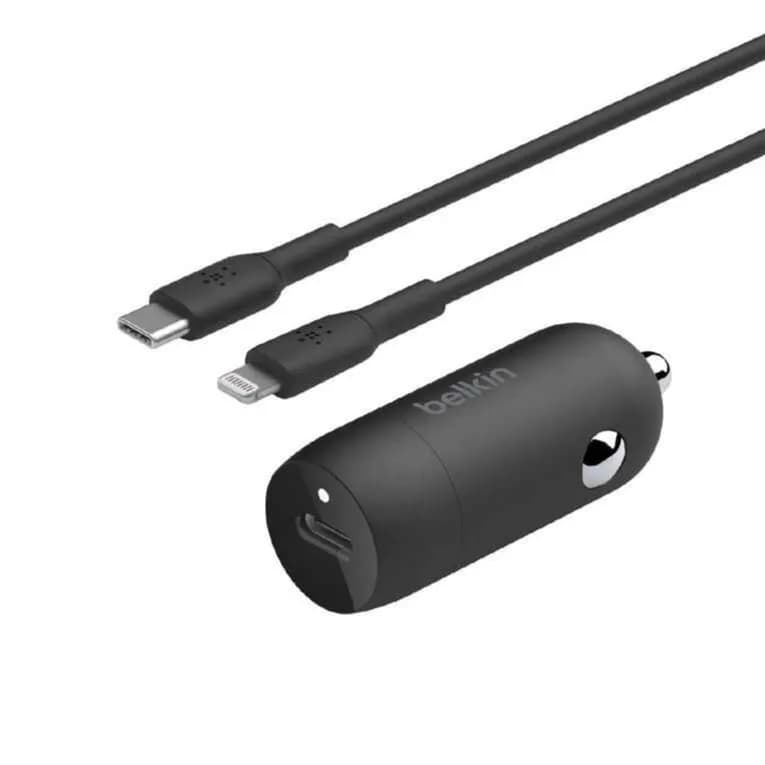 Belkin BoostCharge 30W USB-C PD Car Charger with USB-C To Lightning Cable 1.2m - Black (Made for iPhone-iPad)