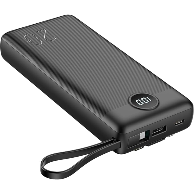 VEGER Slim Portable Power Bank 20000mAh built-in multiple cables,Big capacity Power bank