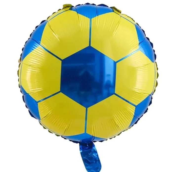 18'' Football Foil Balloon With Helium Blue And Yellow