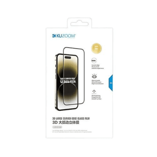 KUZOOM- 3D LARGE CURVED EDGE GLASS FILM FOR IPHONE 16 (16 Pro)