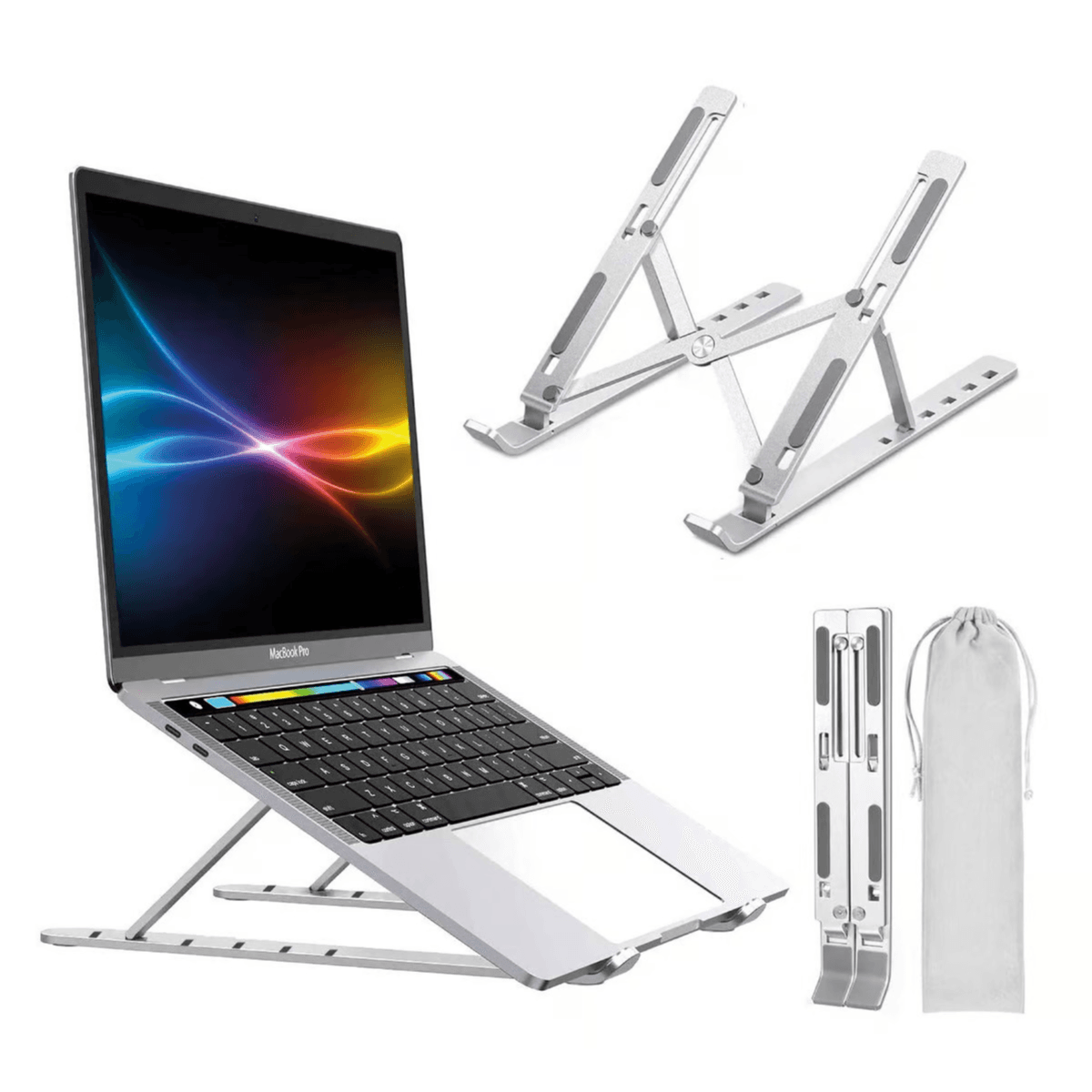 ISmart Foldable Aluminium Laptop Stand, Silver-ST3