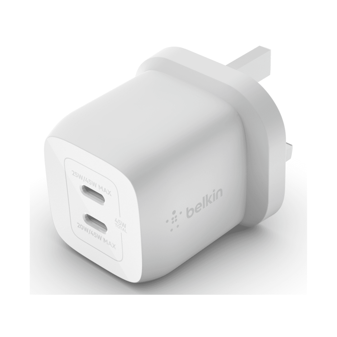 Belkin BoostCharge Pro 45W GaN Dual USB-C Wall Charger - White-WCH011MY