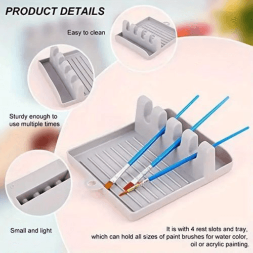 Paint Brush Holder With 4 Slots (Gray)