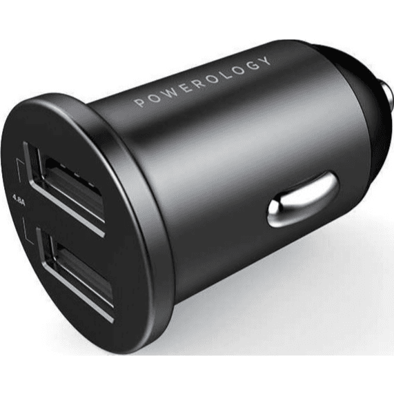 Powerology Aluminum Mini Car Charger 4.8A 24w - Black