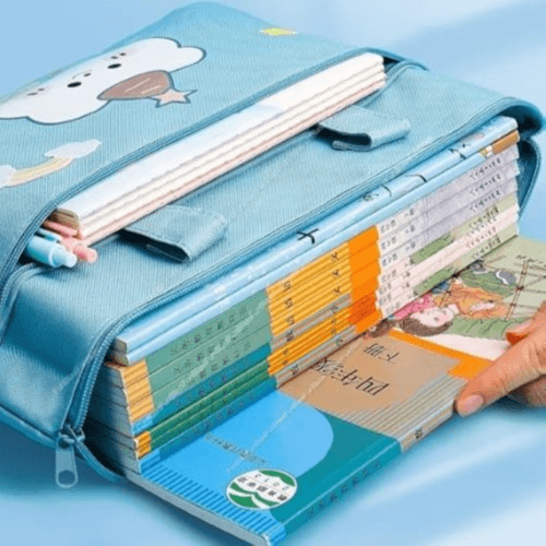 Durable Cartoon Canvas Tote Bag (Light Blue)