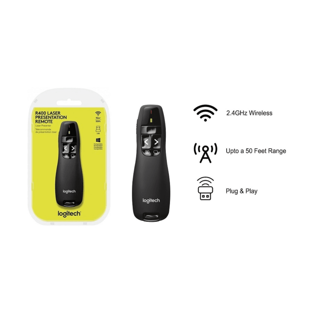 Logitech R400 Laser Presenter Presentation Remote