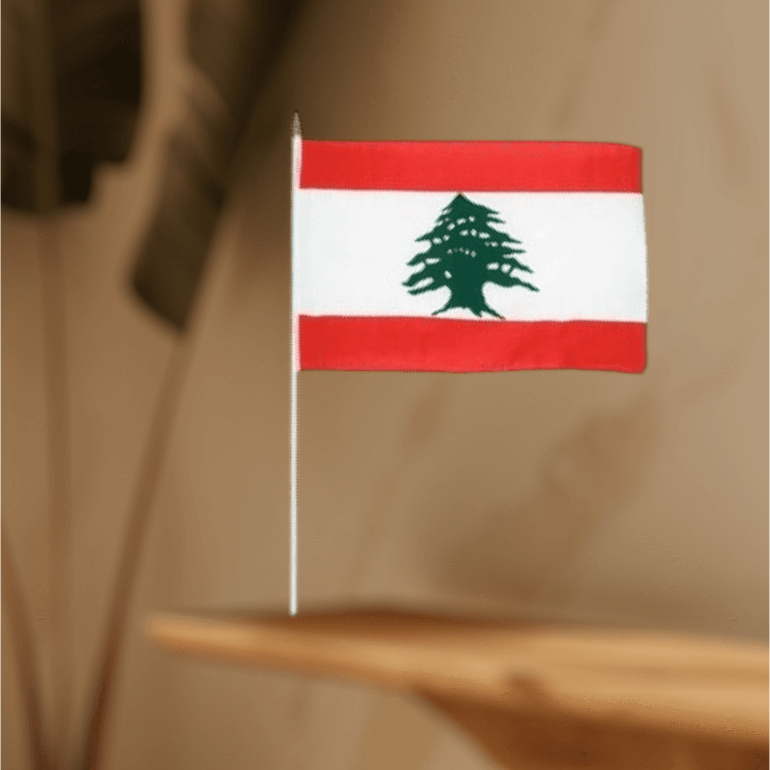 Medium size Lebanon hand flag with Palestine stickers