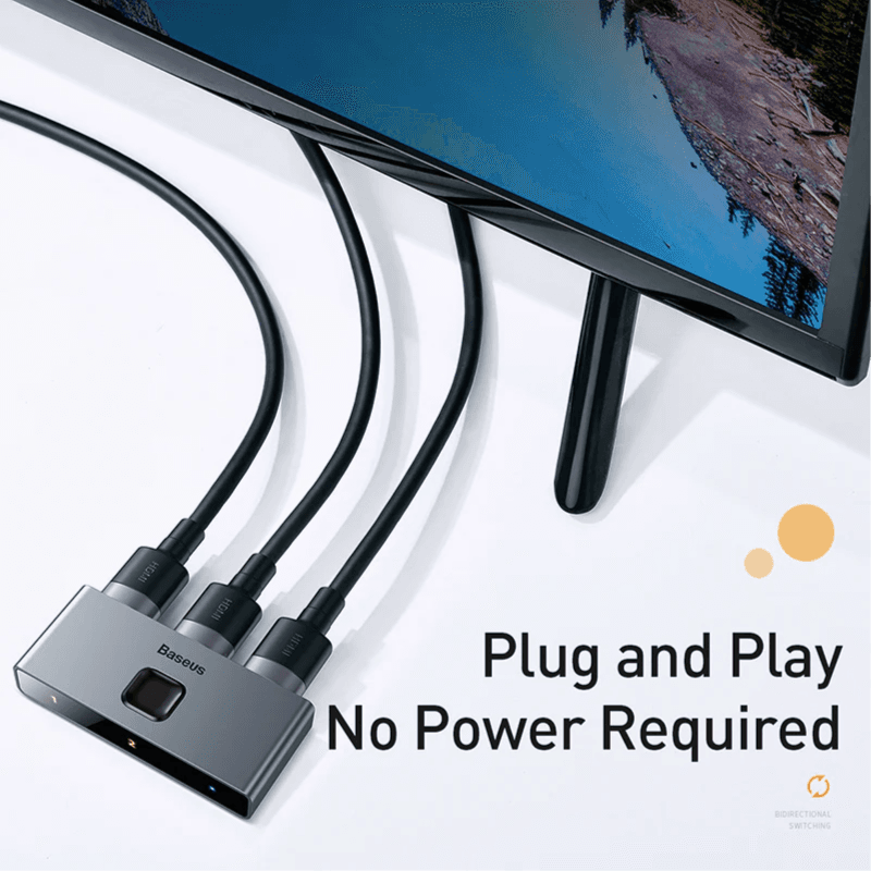 Baseus Matrix Hdmi Splitter (2in1Or 1in2) Space Gray