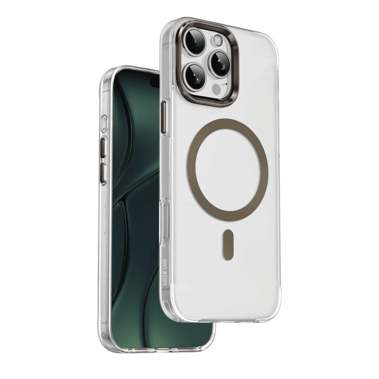COVER FOR iPhone 16 series MagSafe Crystal ultra slim AUNTI- FINGERPRINT PREMIUM TOUCH MATT CLEAR TITANIUM  GREEN LION
