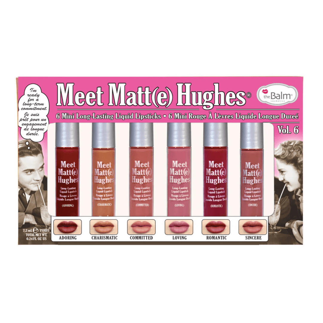 تعرف على أحمر الشفاه السائل Matte Hughes® Mini طويل الأمد، المجلد 1 (عبوة واحدة مكونة من 6 قطع))