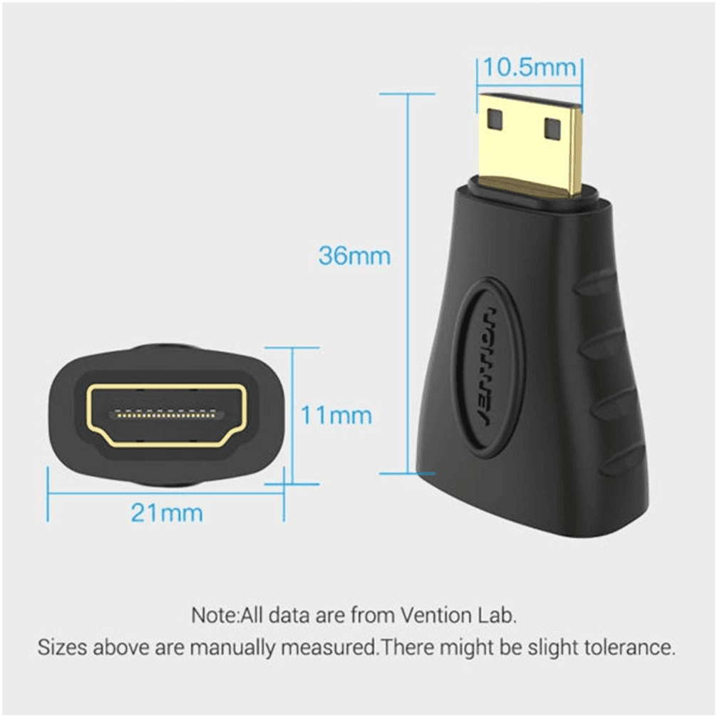 Vention Mini HDMI Male to HDMI Female Adapter, Black | AISB0