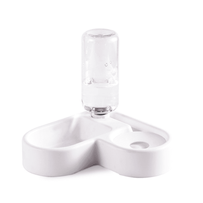 Double Dog Cat Bowls - Pets Water and Food Bowl Set with Automatic Water Bottle