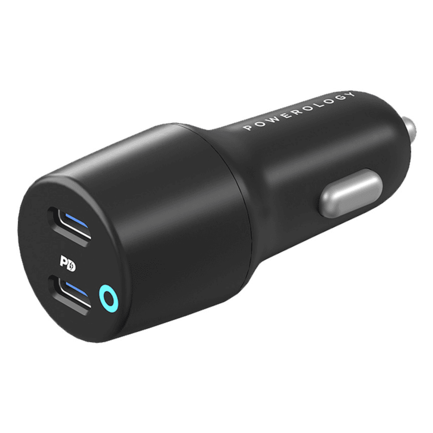 Powerology Ultra-Quick Car Charger 45w Dual PD - Black