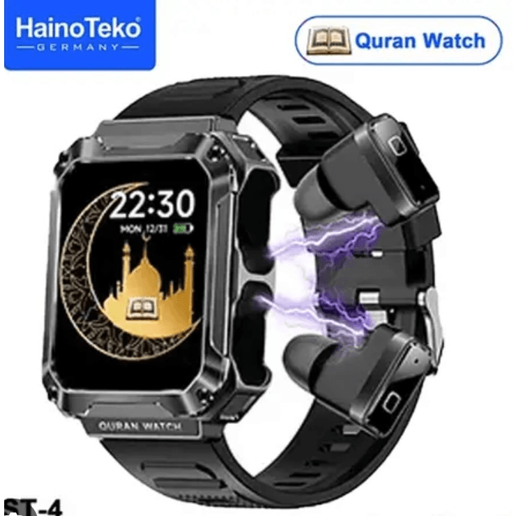 Haino Teko ST-4 Quran Smart Watch Built-in AMOLED Display Bluetooth Speaker 4GB MP3 Full Quran Speaker 5 Times Prayer Alarm Voice Recorder