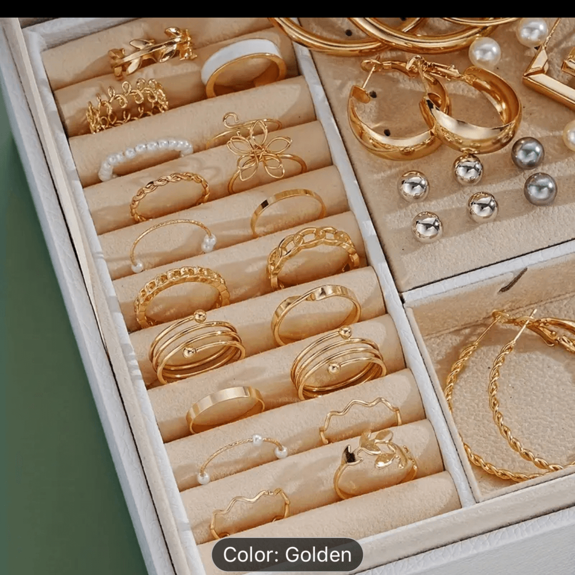 Rings and earrings matching set