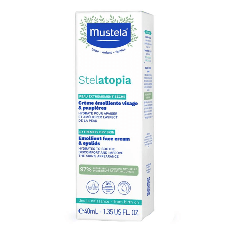 Mustela Stelatopia Emollient Face Cream & Eyelids For Very Dry To Atopic Skin 40ml