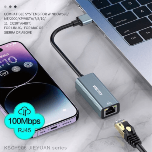 KAKUSIGA - PORTABLE OTG ETHERNET ADAPTER USB-A TO RJ45 (KSC-906)