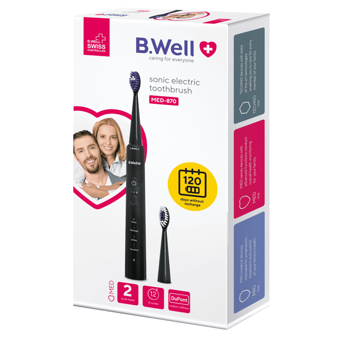 B.well Sonic Electric Toothbrush Med-870 Black