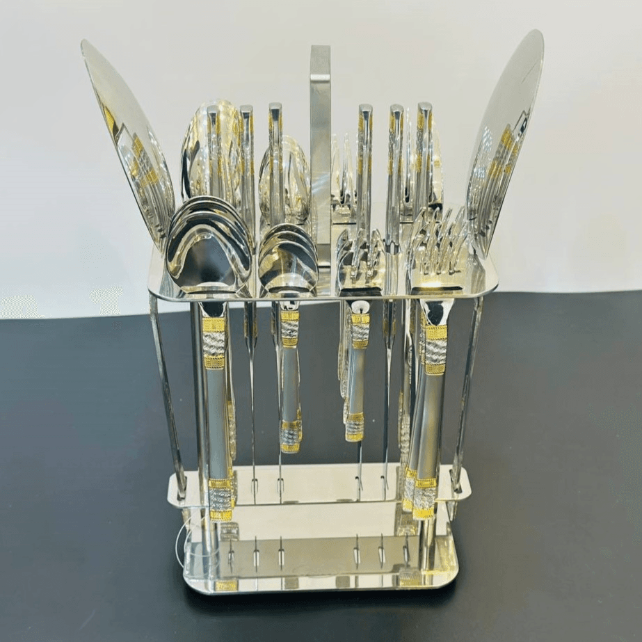 Cutlery Set 32 Pcs New Dsgn Sand Blast Gold D582-Sbg