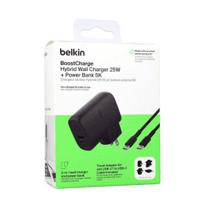Belkin BoostCharge Hybrid Wall Charger 25W + Power Bank 5K + Travel Adapter Kit