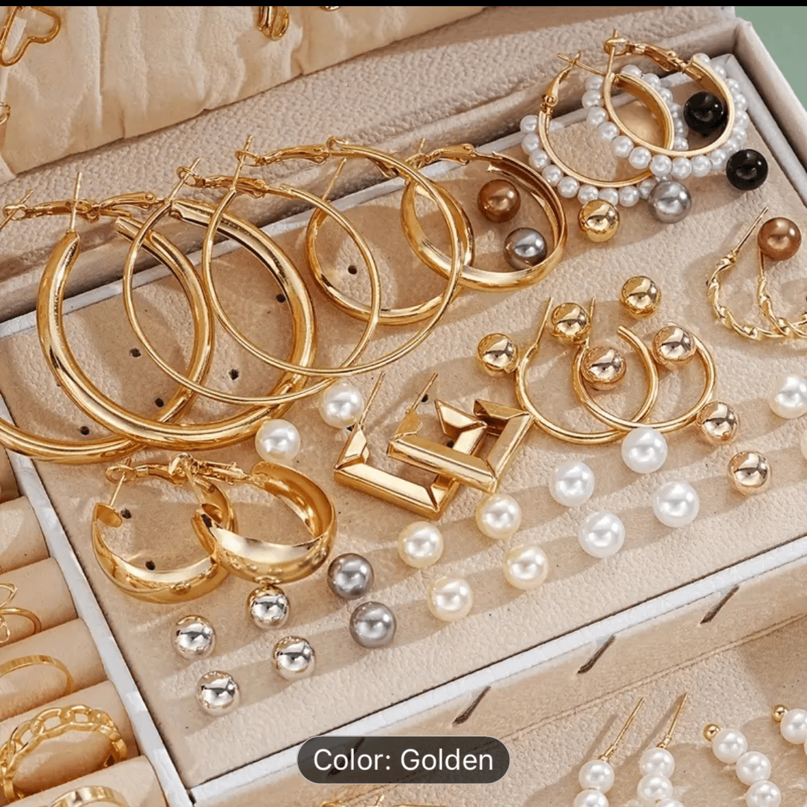 Rings and earrings matching set