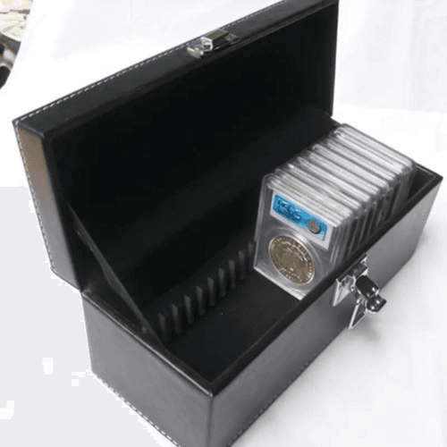 PU Leather Coin Storage Box for PCGS NGC Graded Coins