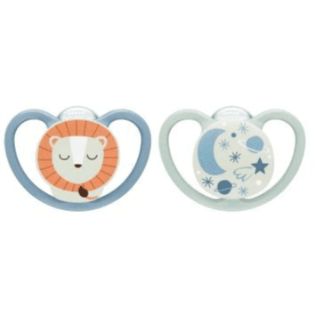 Nuk Space Night Silicone Pacifier with Glow in the dark effect from 0-6 months Boy 2pcs