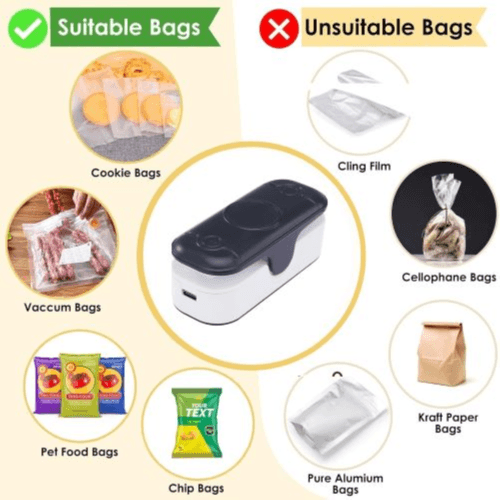 2 IN 1 Upgraded Bag Sealer With Cutter (Black)