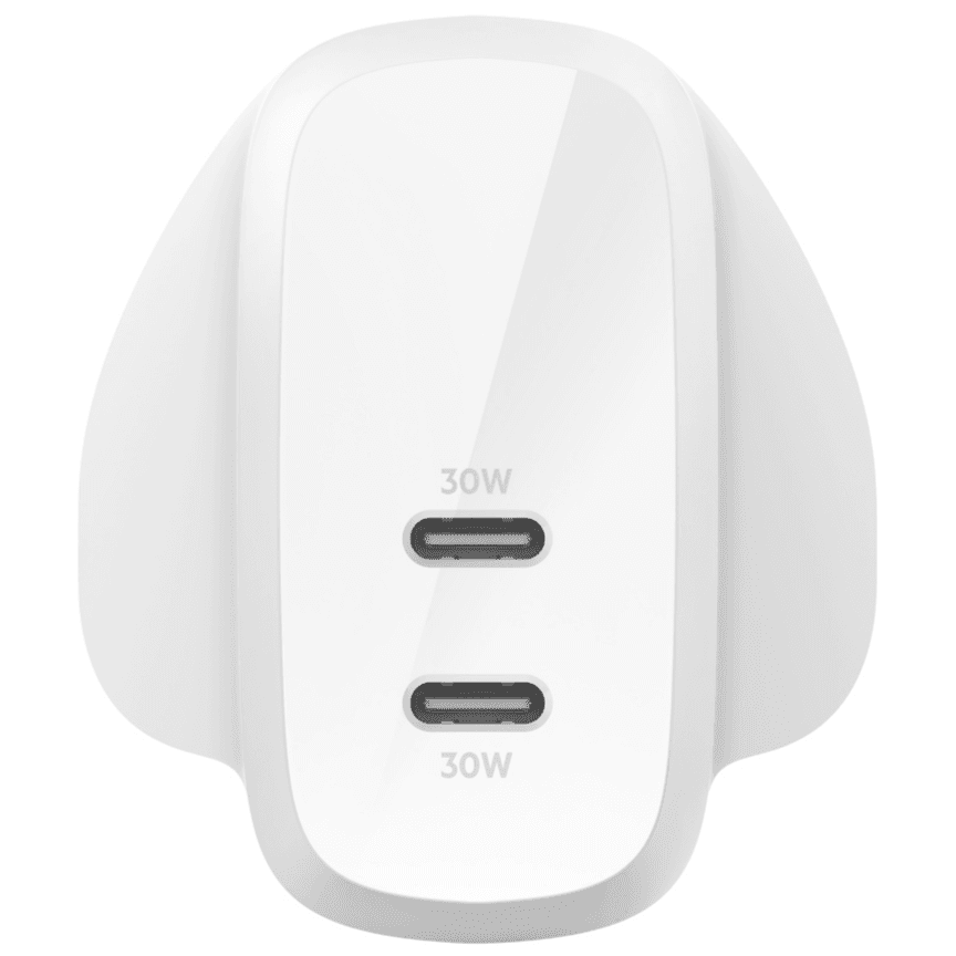 Belkin BoostCharge Pro 60W Dual USB-C PPS Wall Charger - White-WCB010MYWH