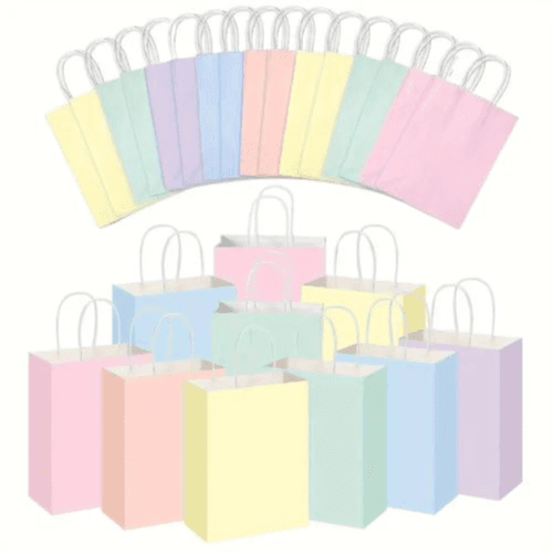 18Pcs Multicolor Kraft Gift Bags with Handles – Party & Business Use