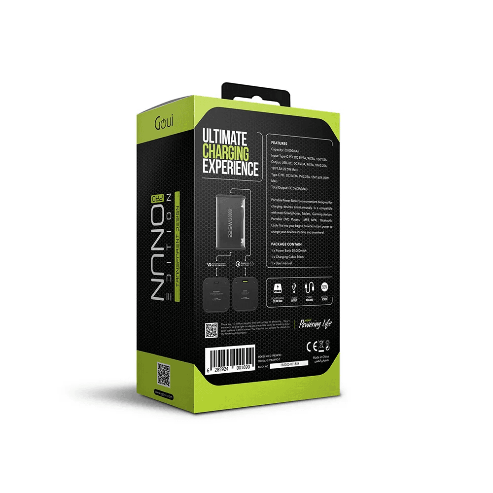 Goui Nano Pro Fast Charging Power Bank 20,000mAh Black