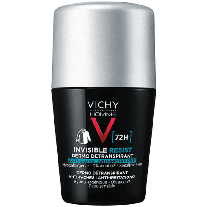Vichy Deo Roll On Invisible Resist Anti Stains For Men 72h 50ml