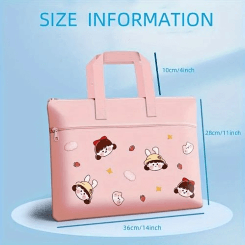 Durable Cartoon Canvas Tote Bag (Pink)