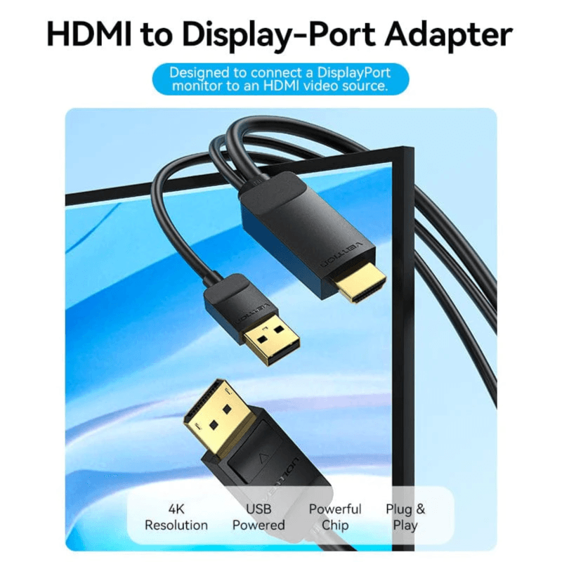 Vention HDMI-A Male to DP Male HD Cable 1.5M Black ABJBG