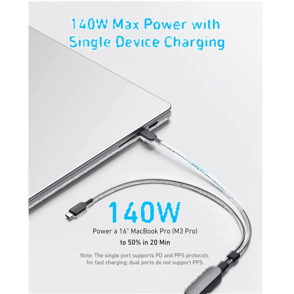 Anker 2-in-1 USB C Cable 140W - 4 ft