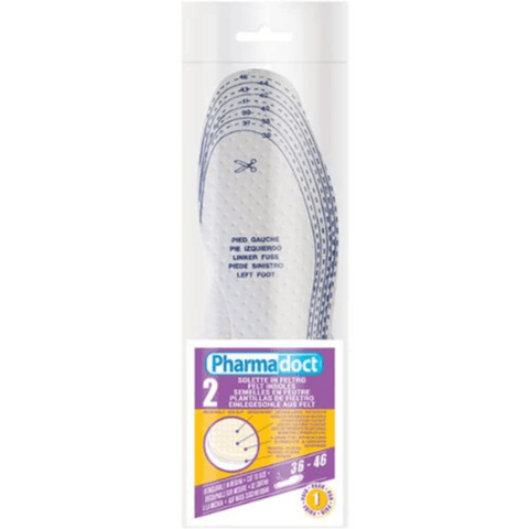 Pharmadoct felt insoles White Size 36-46 1pair Ref-160340