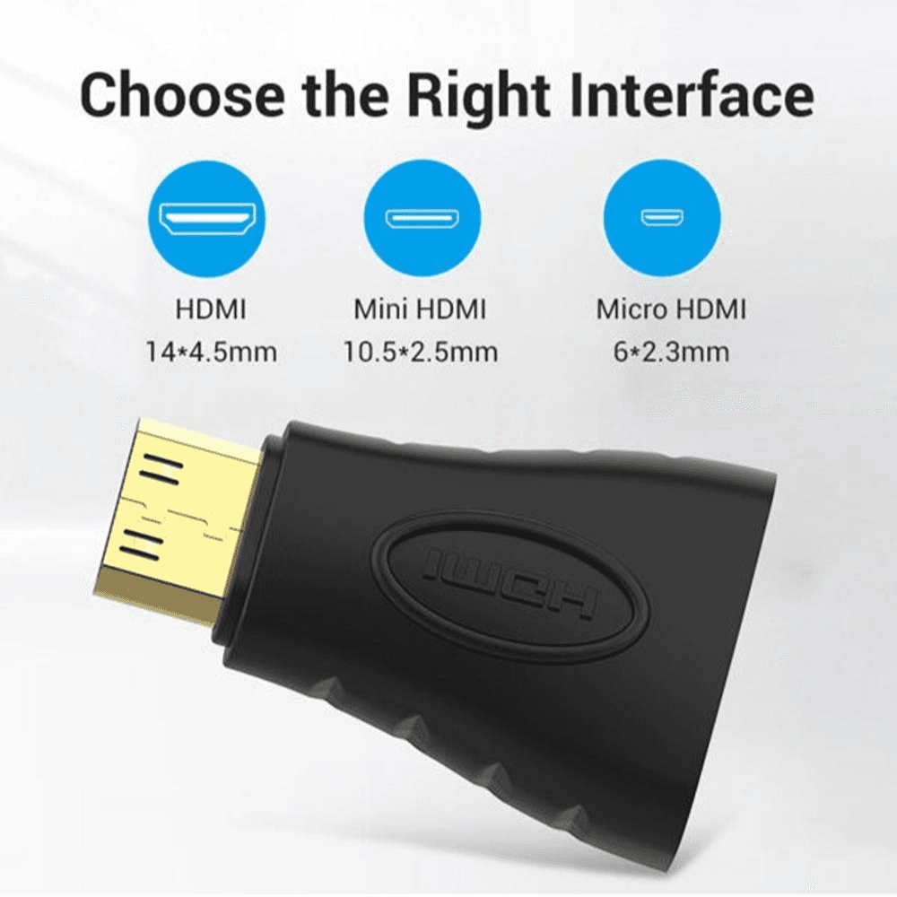 Vention Mini HDMI Male to HDMI Female Adapter, Black | AISB0