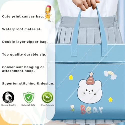 Durable Cartoon Canvas Tote Bag (Pink)
