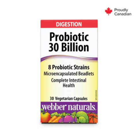 Webber Naturals Probiotics 30 billion for complete intestinal health 30 vegetarian capsules 