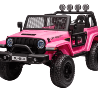 12V OFF ROAD LEATHER SEAT Pink RIDE ON JEEP