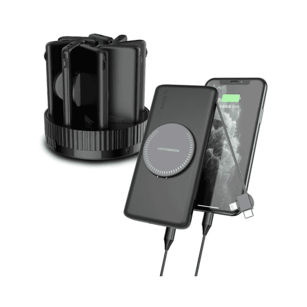 Powerology 8 IN 1 Power Bank Terminal 8x 10000mAh Wireless Power Bank - Black