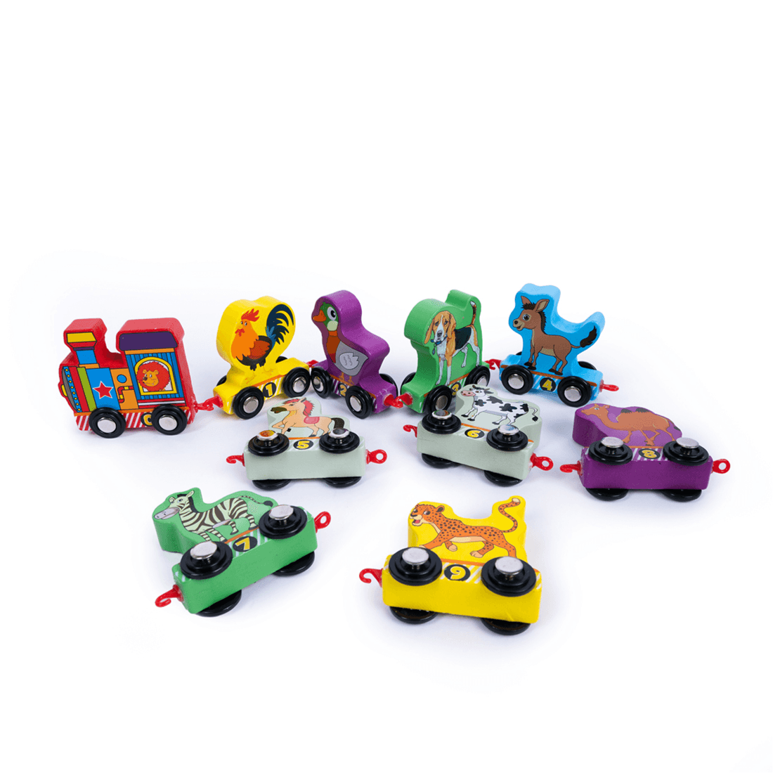 Animal Train Toy Set - Colorful Wooden Pull-Along Train with Animal Carriages | Educational Toy for Toddlers