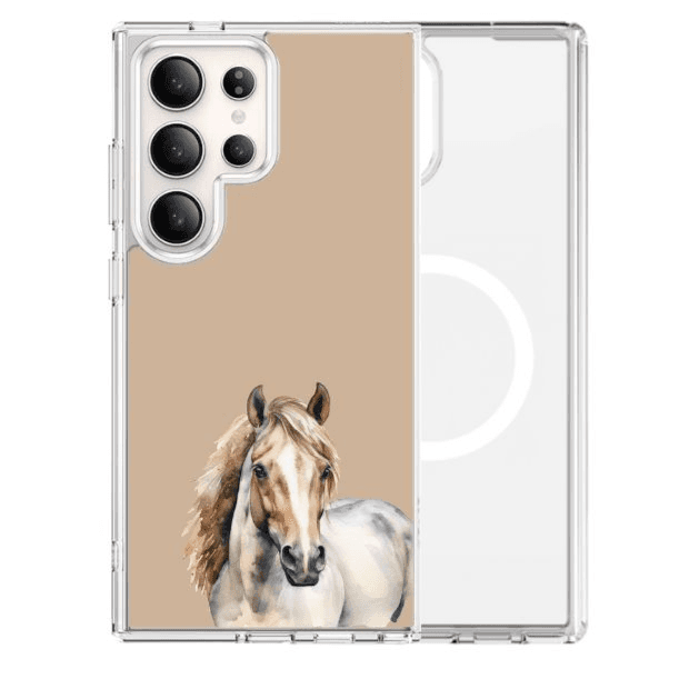 Magsafe Samsung S25 Ultra / S24 Ultra / S23 Ultra Case - White Horse Art