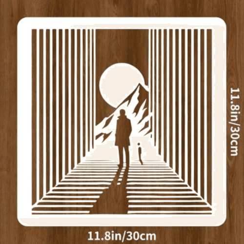 Mountain Scene Stencil - Reusable for Wood, Walls & Tiles