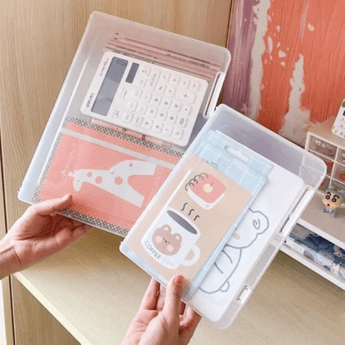 Transparent A4 File Storage Box - Dustproof Document Organizer, Durable PP (Large)