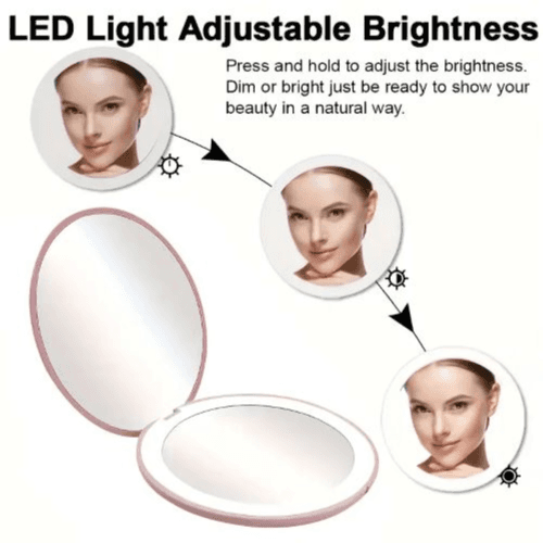 Rechargeable LED Lighted Makeup Mirror With 1X/2X Magnification (White)