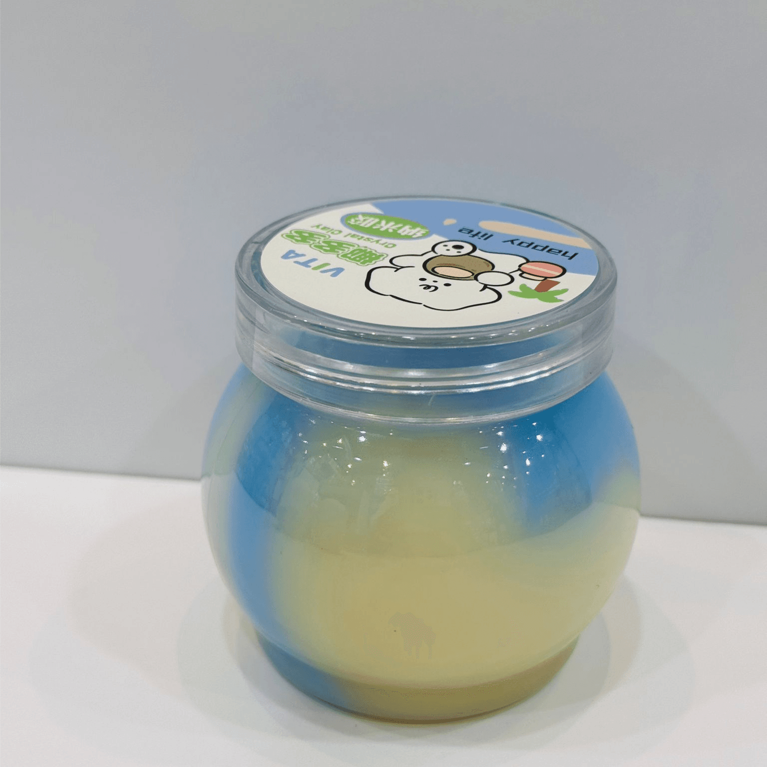 Crystal clay mixed white&blue