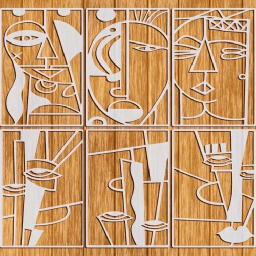 6-Piece Abstract Human Portrait Stencil Set